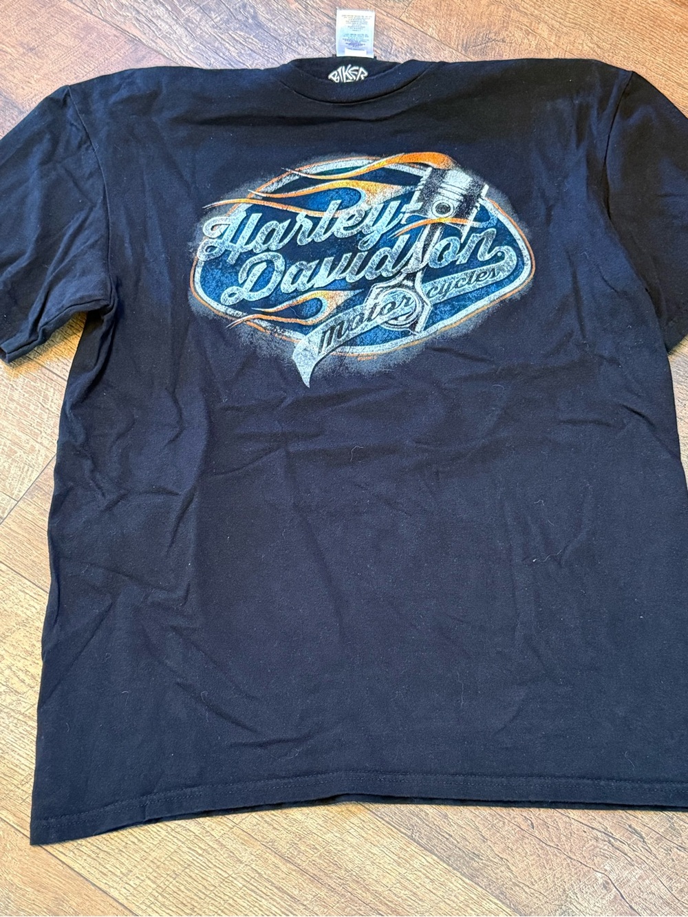 Harley-Davidson Black Tee with Blue and Orange Logo